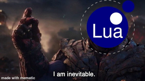 Image of the Lua logo replacing Thanos's head
